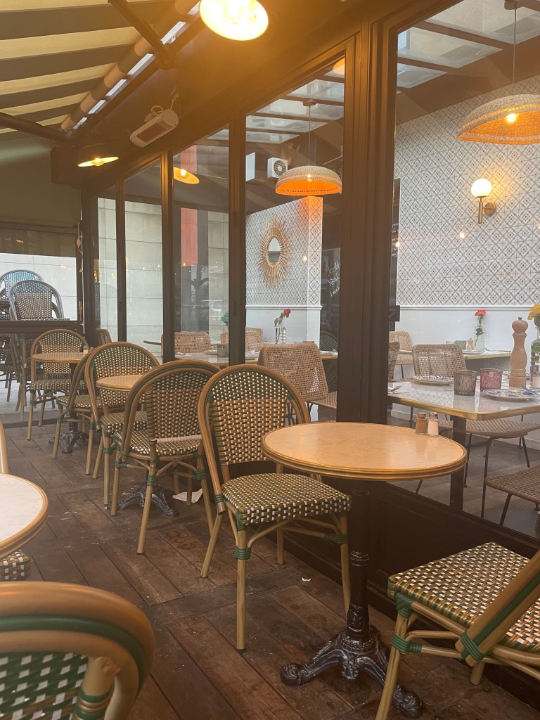 Krytá terasa pařížské restaurace In Casa